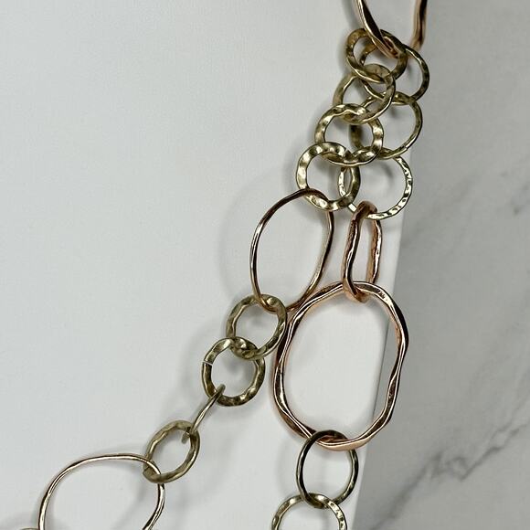 Chicos Chunky Hammered Metal Chain Link Statement Necklace ✨ - Picture 9 of 10
